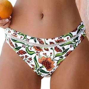 Cupshe white floral bikini bottoms medium